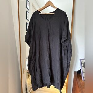 Black Crane V Neck dress in faded black